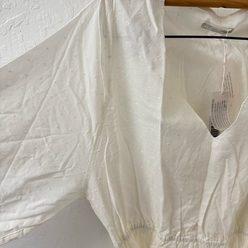 Outerknown Lulu Dress Butter Cream Swiss Dot Size Large - Picture 7 of 10